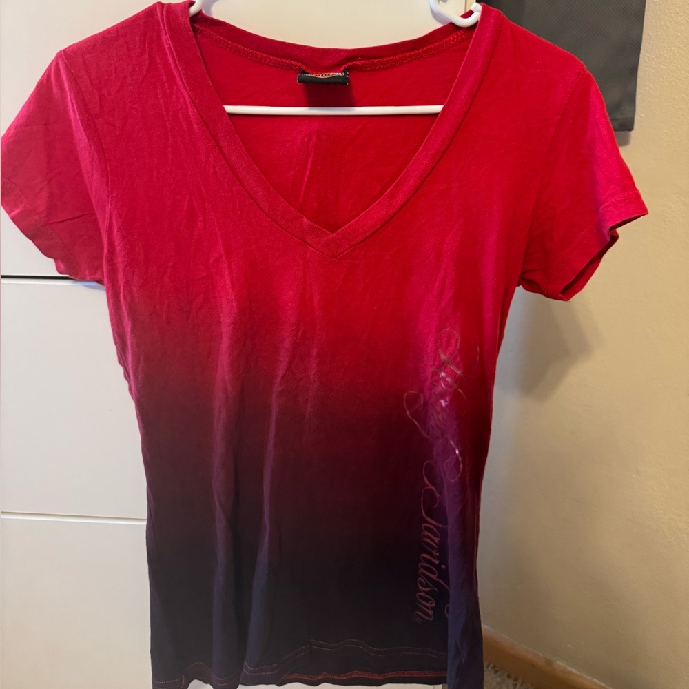 💥LAST CHANCE💥 Harley-Davidson Red to Black Ombre V-Neck Tee